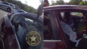 Florida deputy shatters window to save toddler locked inside hot car