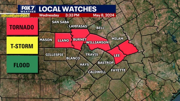 Austin weather: Tornado watch issued for some Central Texas counties