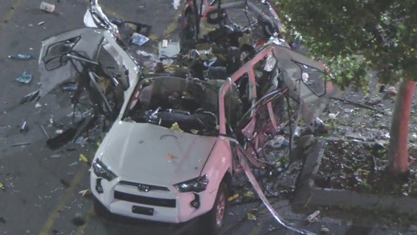 Toyota SUV explodes in Los Angeles parking lot