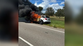 Lee County sheriff's deputy patrol vehicle catches on fire