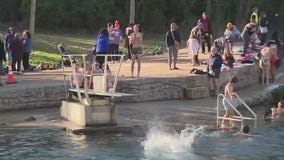 Austinites, local officials jump into Barton Springs Pool for Polar Bear Plunge