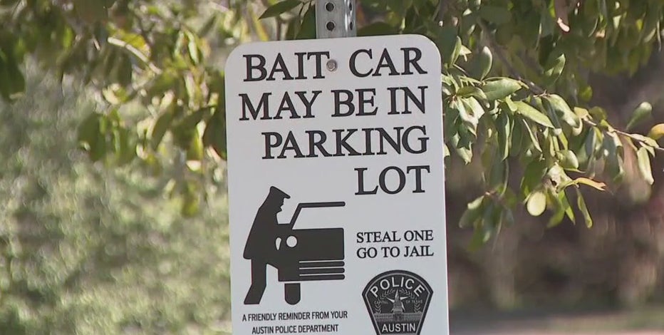 Signs at Pease Park warn of car break-ins and thefts