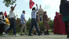 Protesters march at Texas Capitol calling for vetoes from Gov. Abbott