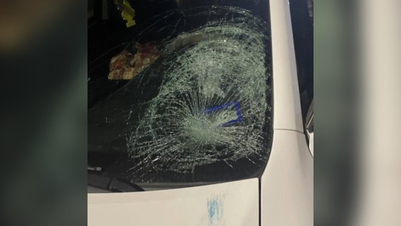 Frozen water bottles thrown from truck; 2 injured, multiple vehicles damaged