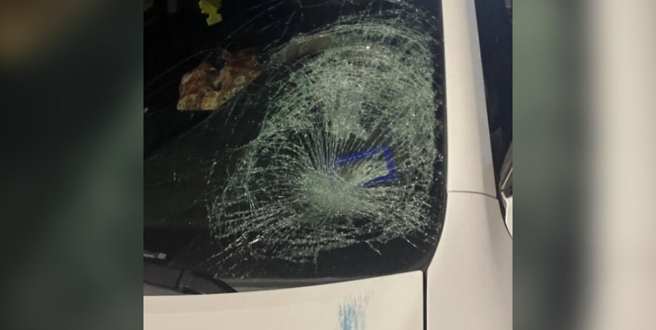 Frozen water bottles thrown from truck; 2 injured, multiple vehicles damaged