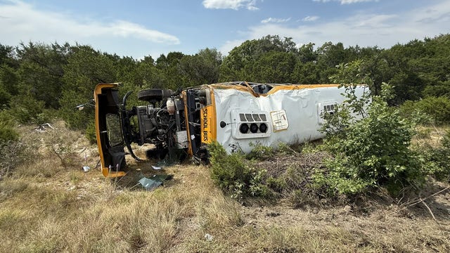 Leander ISD school bus rollover crash; several people hospitalized