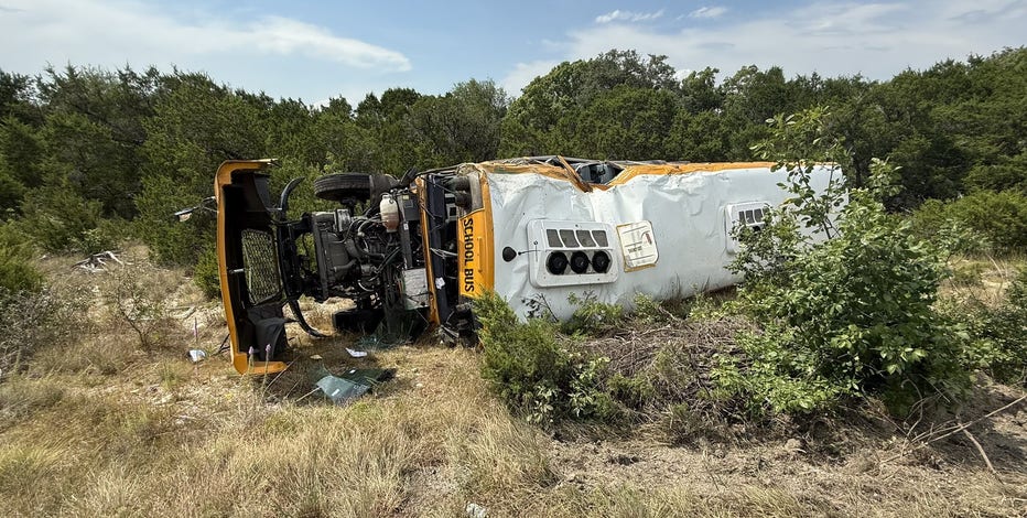 Leander ISD school bus rollover crash; several people hospitalized