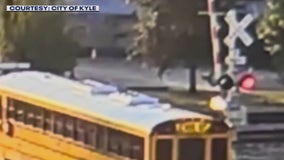 VIDEO: Hays CISD school bus nearly hit by train in Kyle