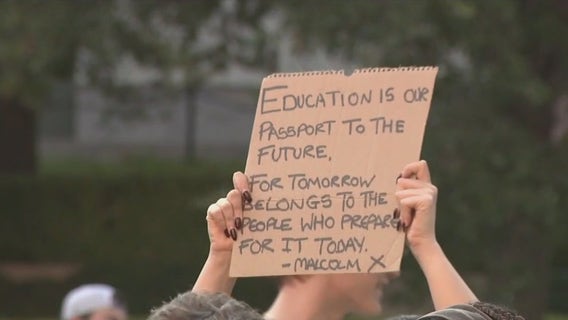 UT Austin students protest President Trump's Higher Education Compact
