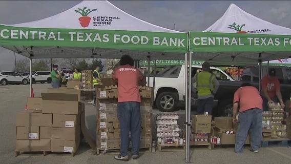 Central Texas Food Bank distributes Thanksgiving food; Sen. Cornyn, Mayor Watson join food line