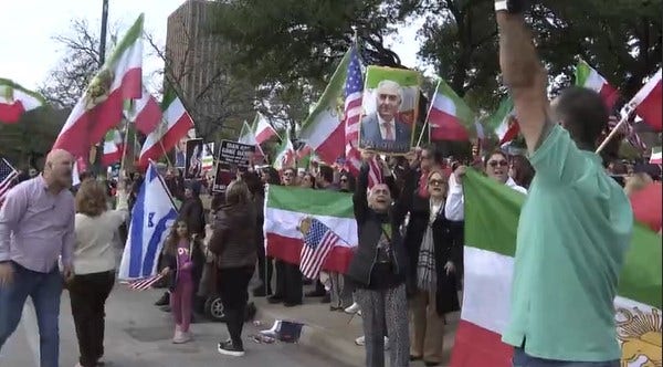 Austin protesters at State Capitol call on President Trump to "Help Iran"