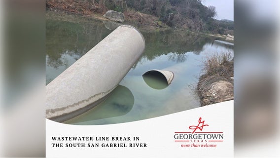 Wastewater line breaks in San Gabriel River; trail section closed, emergency repairs underway