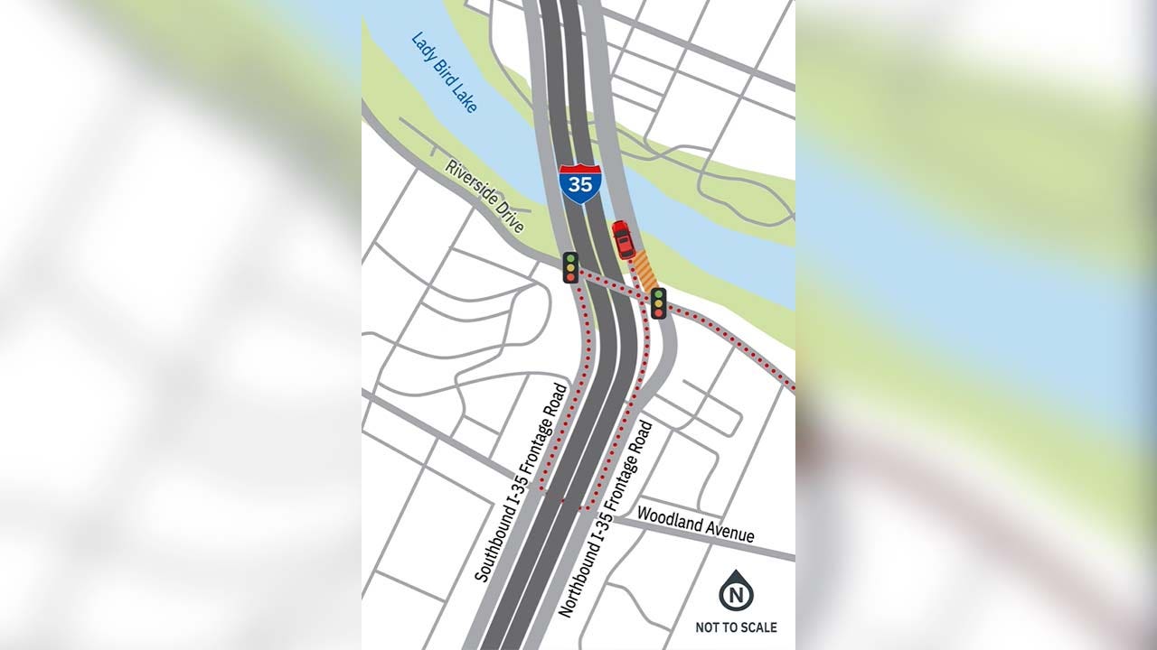 Austin traffic: Closure to begin for NB I-35 frontage road north of Riverside Drive