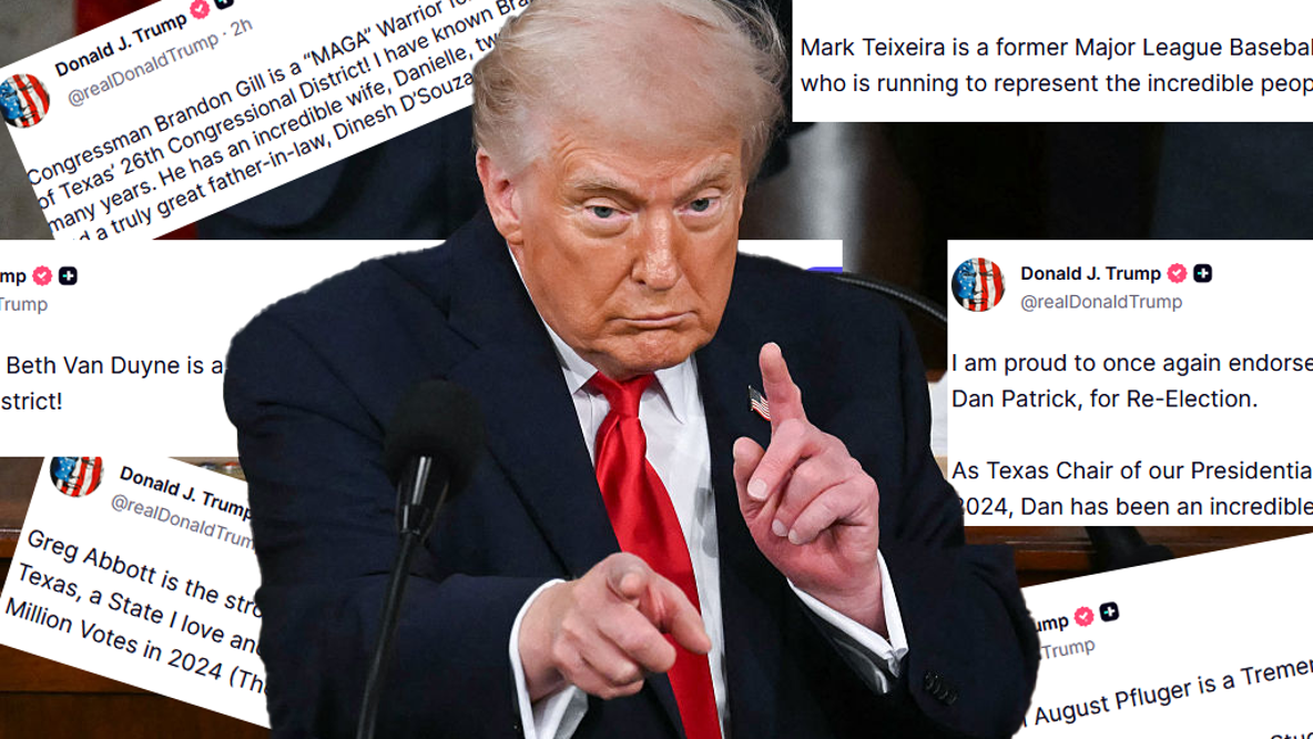 Trump launches flurry of endorsements en route to Texas visit