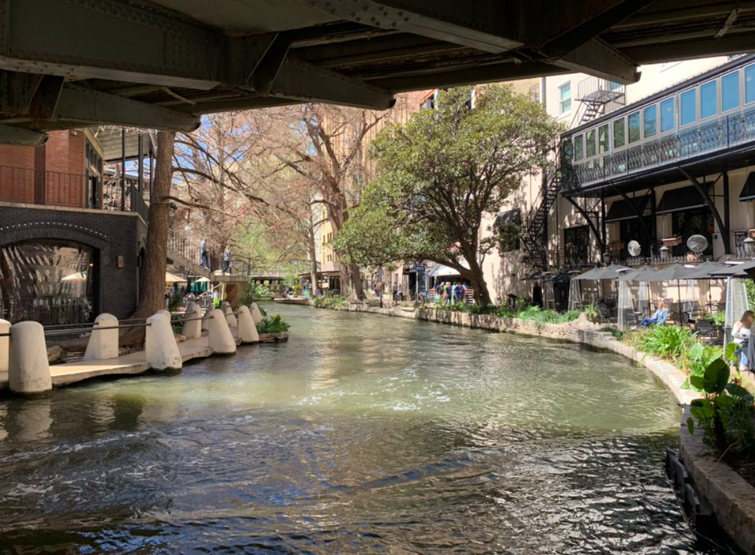 San Antonio River Walk dyed green for St. Patrick's Day