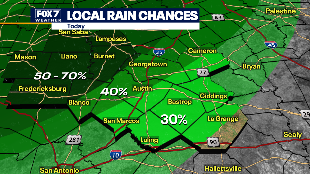 Austin weather: Hit-and-miss showers, storms possible