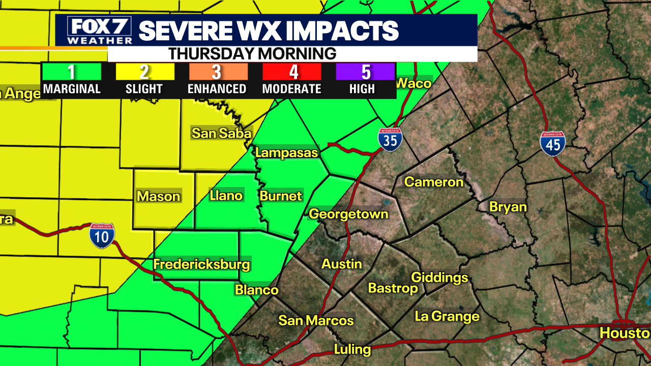 Potential severe storms overnight, early Thursday
