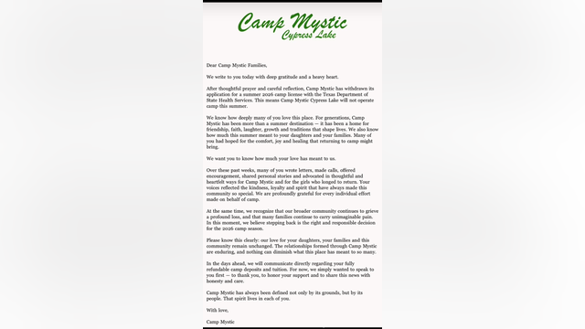 Camp Mystic withdraws 2026 summer camp license application