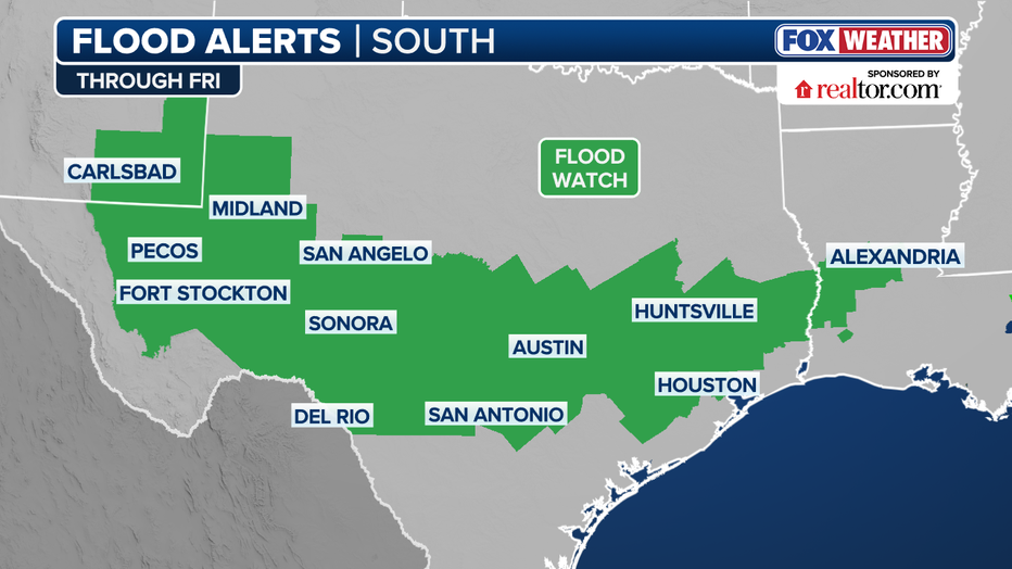Flood alerts have been issued in Texas.