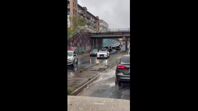 Waymo caught on camera stalled by puddle on Austin road