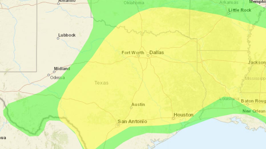 Much of Texas is in a Level 2 out of 4 risk of flash flooding on June 19, 2026.