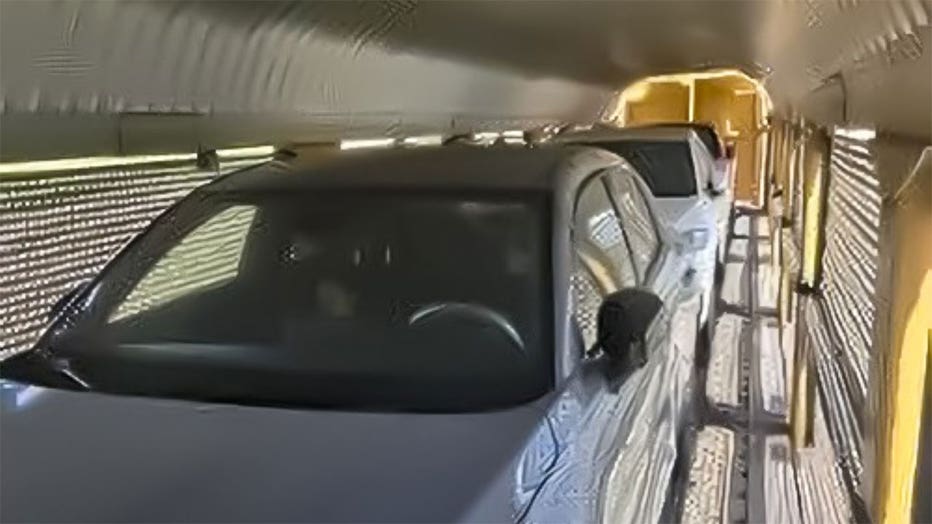 U.S. Border Patrol said they found eight people locked inside this rail car on Aug. 30, 2026, near Knippa, Texas.