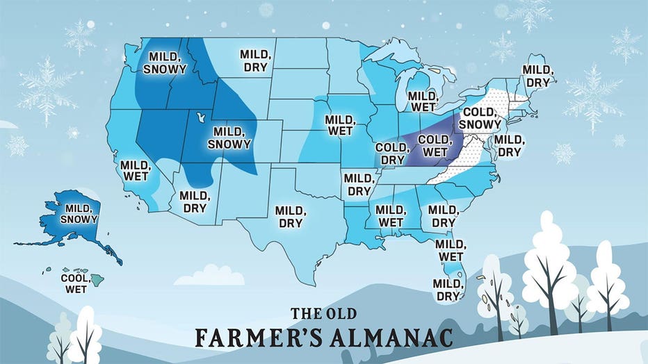 The Old Farmer's Almanac winter outlook for 2026-2027 as of Sept. 8, 2026.