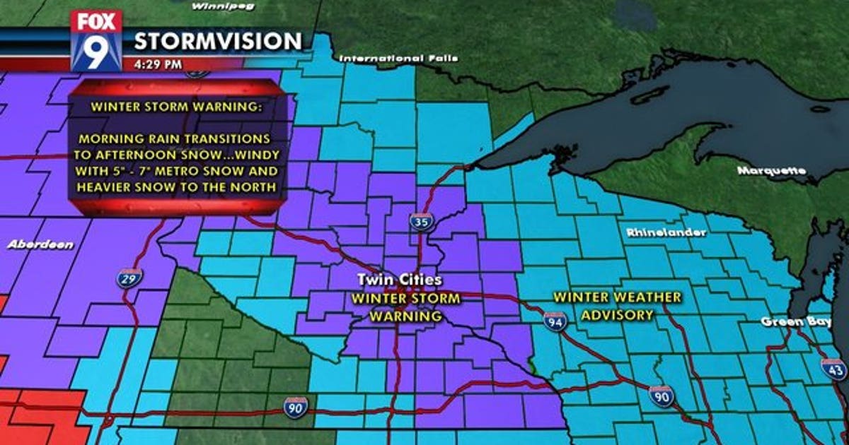 Winter storm warning for Twin Cities Monday | FOX 9 Minneapolis-St. Paul