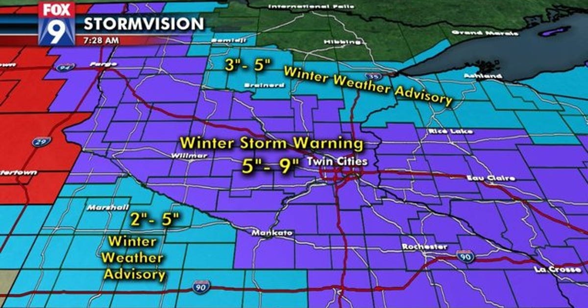 Heavy snow expected for the Twin Cities metro area Sunday | FOX 9 ...