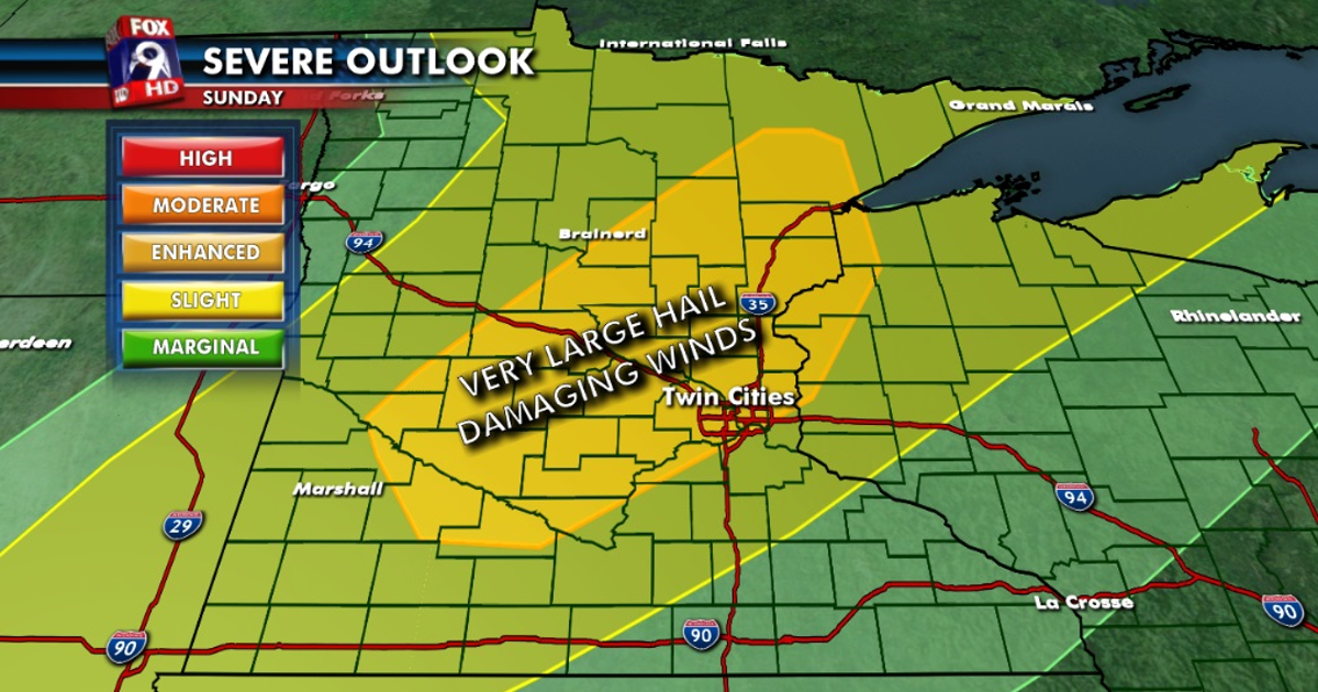 WEATHER OUTLOOK: Enhanced risk of severe storms Sunday evening | FOX 9 ...