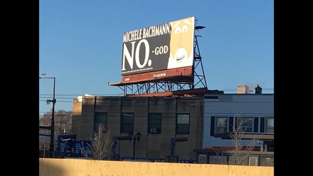 Billboard pronounces a message from God to Michele Bachmann