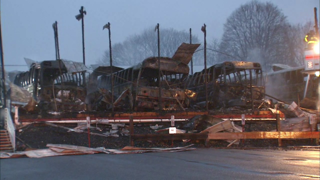 School buses destroyed in garage fire