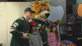Wild's Staal delivers 'Hat Trick' hats to patients at Children's Hospital