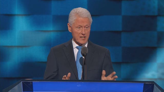 Clinton wins historic nomination, emotional boost from Bill