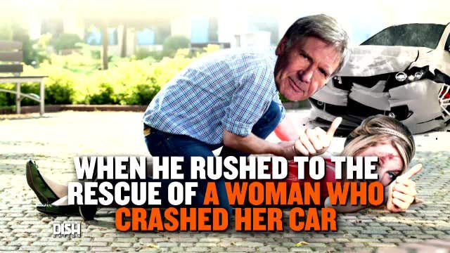 Harrison Ford helps rescue a woman after a car crash