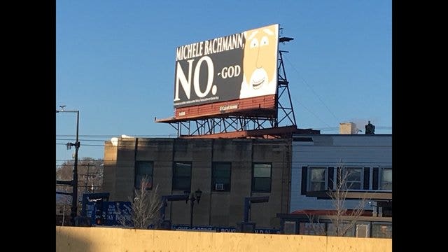 Billboard pronounces a 'message from God' to Michele Bachmann: 'No'