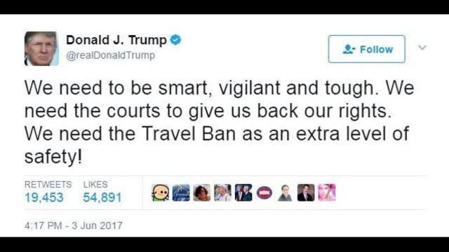 Trump argues for travel ban as attacks hit London