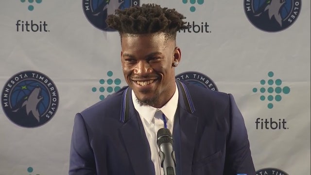 Jimmy Butler gives out cell phone number at Timberwolves press conference