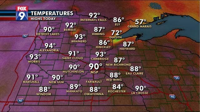 Twin Cities hit 90 degrees for the first time since September