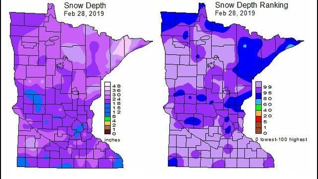 Snow cover is off the charts for early March