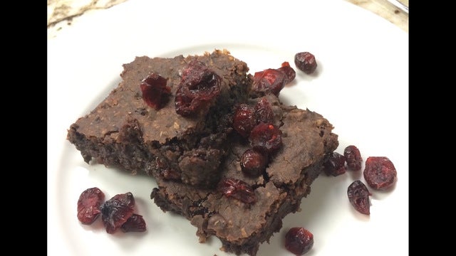 Dark chocolate orange pancakes, chocolate parfait, dark chocolate and cherry brownies