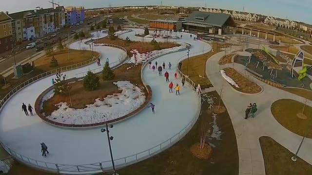 Skate outside in any weather on Maple Grove's ice skating trail