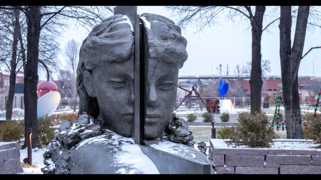 Touring the Sculpture Garden by snowshoe