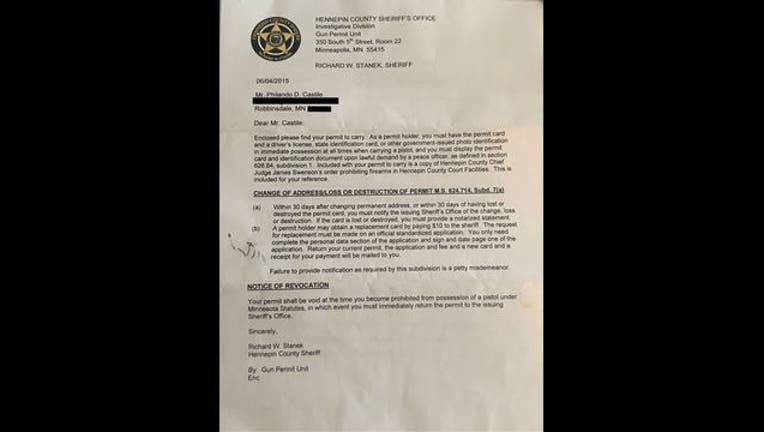 Philando Castile's permit to carry