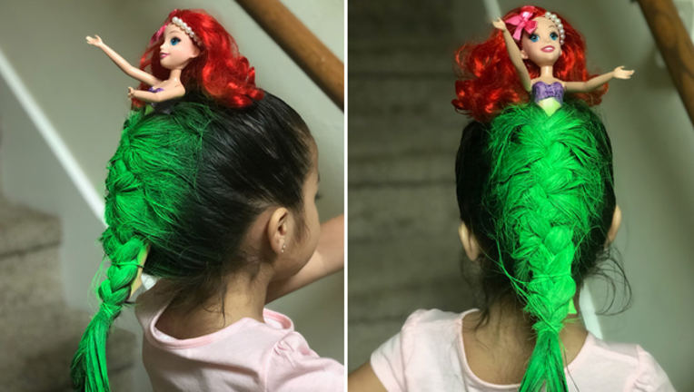 Little girl with mermaid-inspired hairdo wins school's 'Crazy Hair Day'