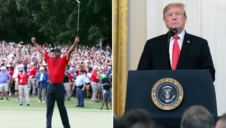 Getty and Public Tiger Woods and Donald Trump 41519-401720