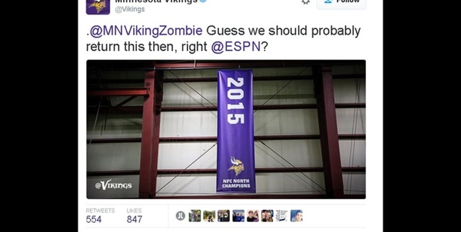 Vikings win again with response to ESPN error