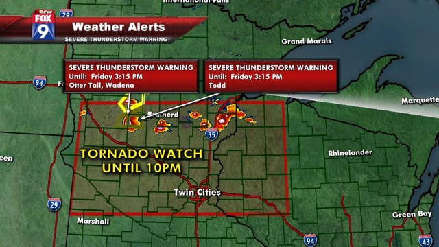 Tornado watch issued for Twin Cities, parts of central Minn., western Wisconsin