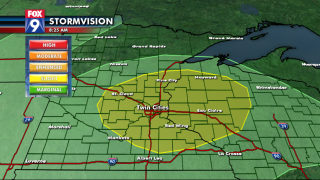 Slight risk for severe weather Sunday includes Twin Cities metro