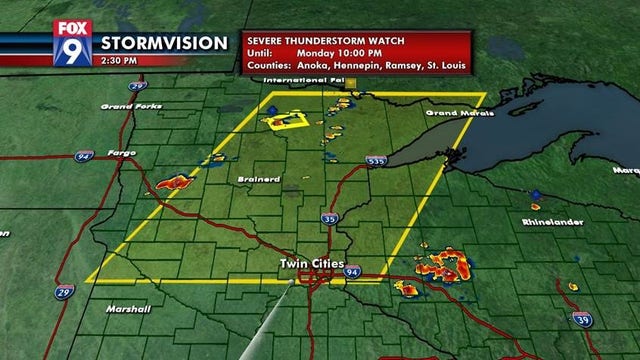 Damaging wind, hail possible as part of Severe Thunderstorm Watch in MN, WI Monday